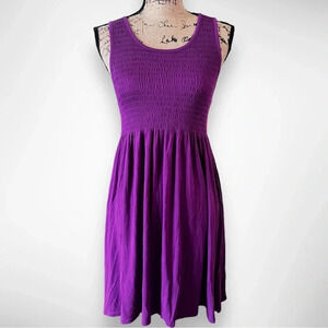 FALLS CREEK Purple Smocked‎ Sleeveless Lightweight Summer Dress Small NWOT